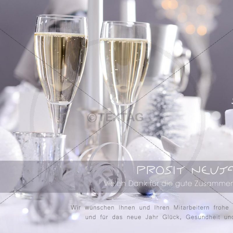 luxuriöse Silvester E-Card mit Champagner Gläser (290)