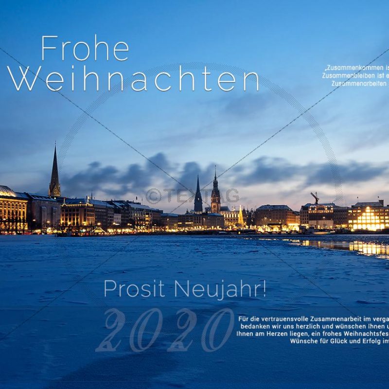 stimmungsvolle Weihnachts E-Card, mit Schneedecke auf der Alster in Hamburg, ohne Werbung (313)