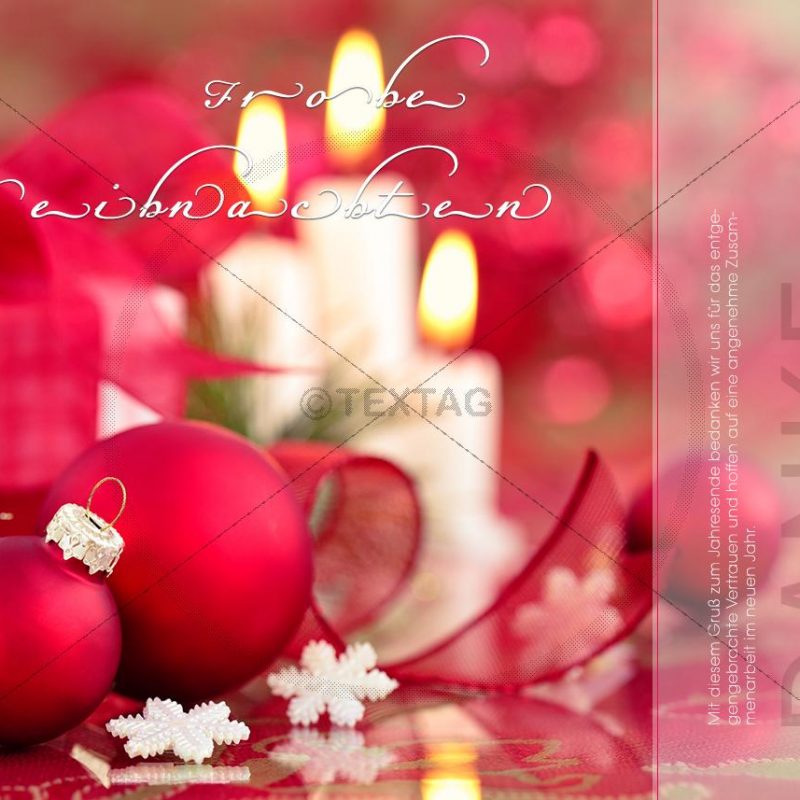Edle Weihnachts-E-Card mit roten Kugeln und Kerzen (330)
