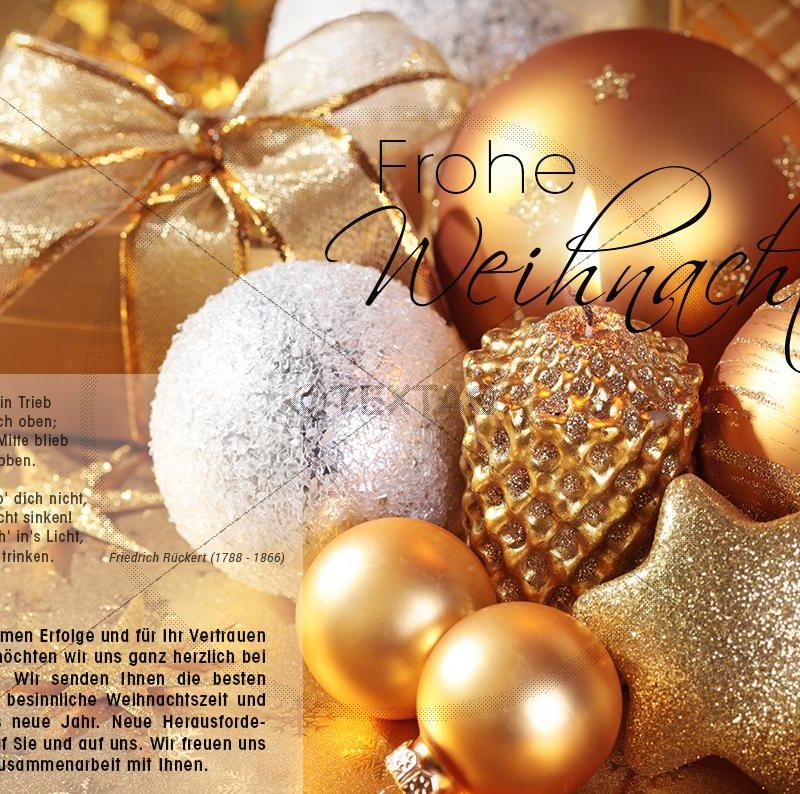 elegante Weihnachts E-Card mit Christbaumkugeln in gold und bronze (346)