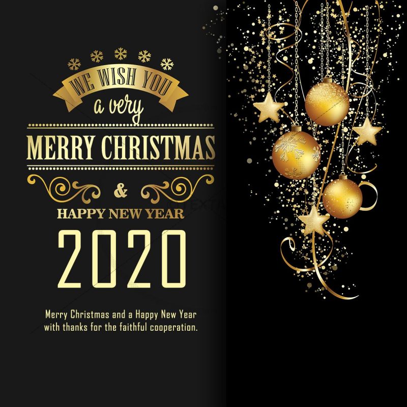 edle Weihnachts E-Card für Kunden mit Spruch in englisch, schwarz / gold (224)Weihnachts E-Card für Kunden NSL-2019-00224
