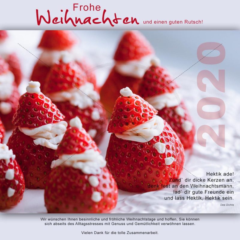 Erdbeer-Weihnachtsmänner Weihnachtskarte E-Card - Elektronische Weihnachtskarte (0108)