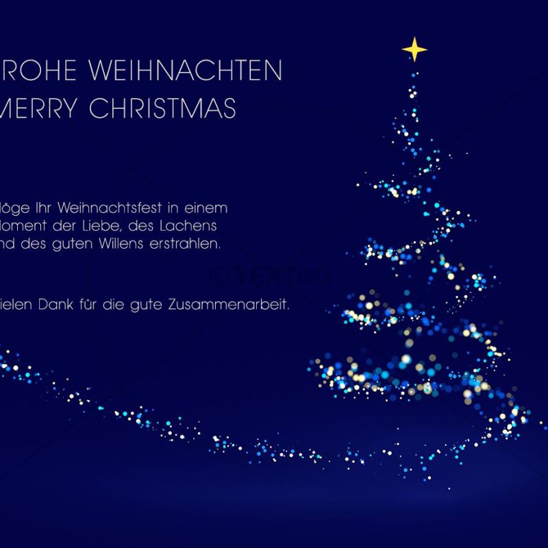 edle Weihnachts E-Card in Blau mit Weihnachtsbaum, geschäftlich, ohne Werbung (406)