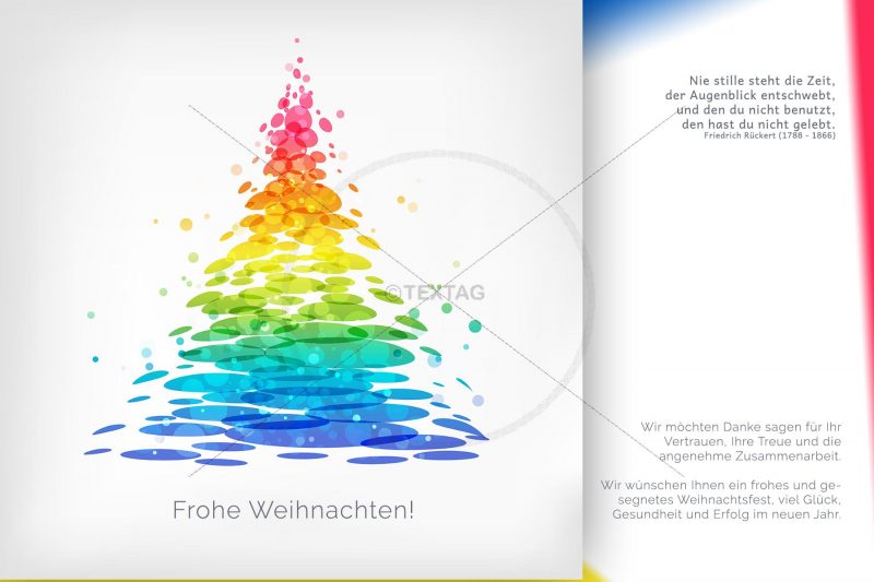 geschäftliche Weihnachts E-Card mit Spruch mit Weihnachtsbaum in Regenbogenfarben (00424)