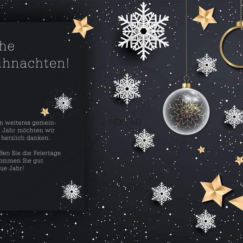 exklusive Weihnachts E-Card in schwarz, gold und weiß, ohne Werbung (00425)