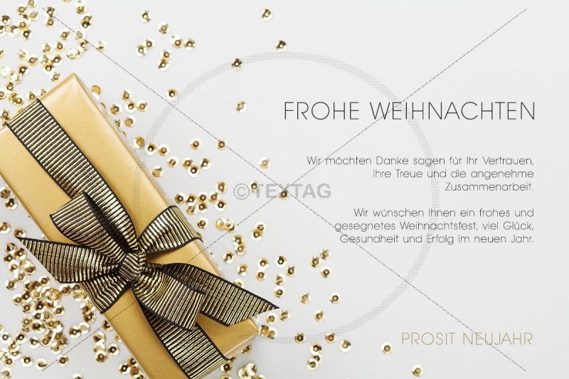 edle Weihnachts E-Card in Gold und Weiß, geschäftlich, ohne Werbung (412)